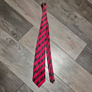 South Dakota Wheat Commission Mens Silk Tie Red Navy Blue Striped Wheat Motif